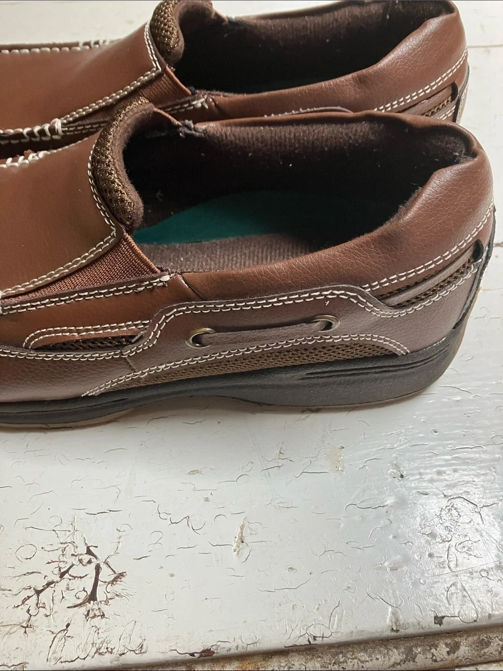 Dr. Scholl’s Men’s Sz 10 Advanced Comfort Brown Leather Casual Boat Shoes